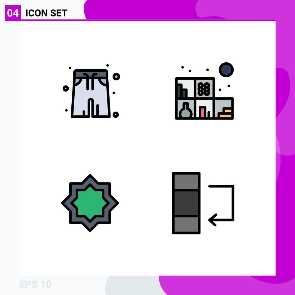 Stock Vector Icon Pack of 4 Line Signs and Symbols for swim suit star home art column Editable Vector Design Elements