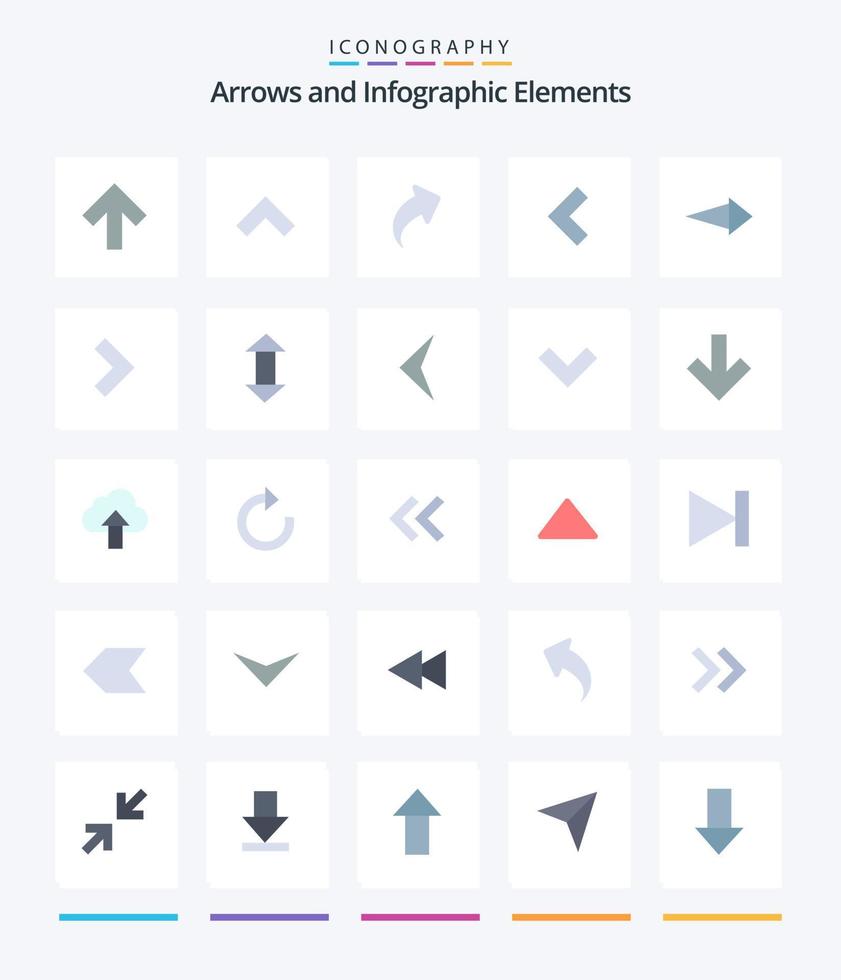 Creative Arrow 25 Flat icon pack  Such As back. down. left. up. arrow vector