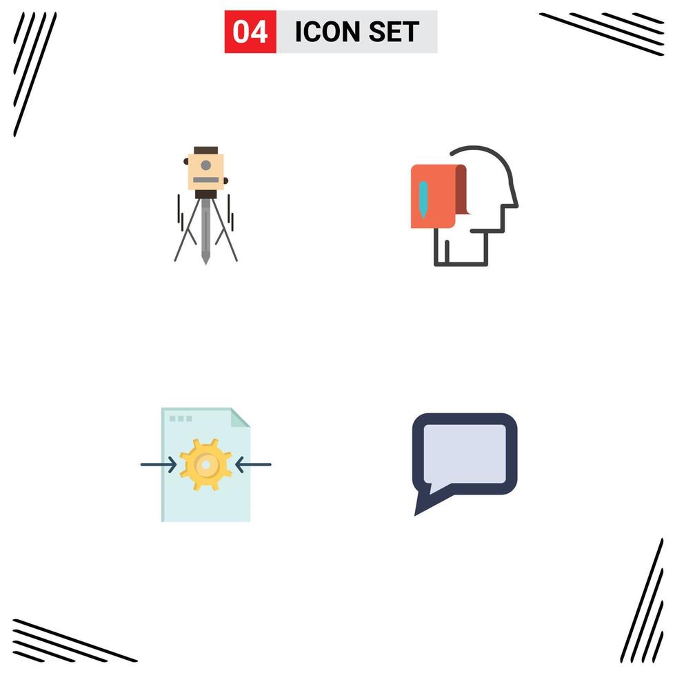 4 User Interface Flat Icon Pack of modern Signs and Symbols of laser start level start from scratch gear Editable Vector Design Elements