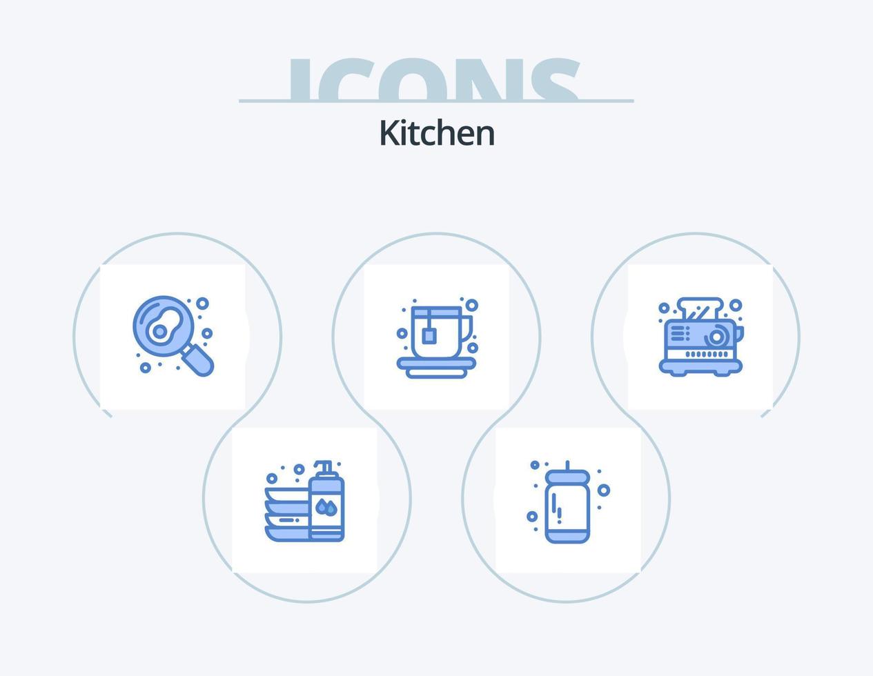 Kitchen Blue Icon Pack 5 Icon Design. electrical. tea. tomato. hot. egg vector