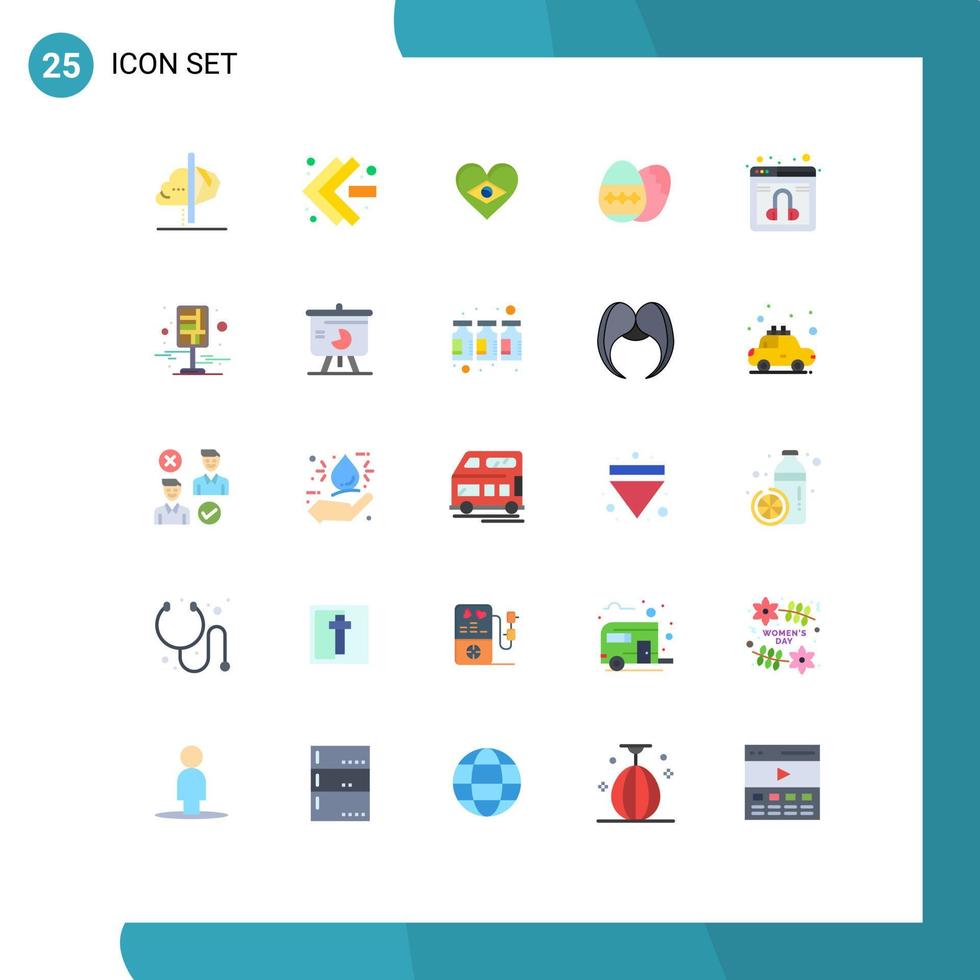 Mobile Interface Flat Color Set of 25 Pictograms of web holidays heart holiday easter egg Editable Vector Design Elements