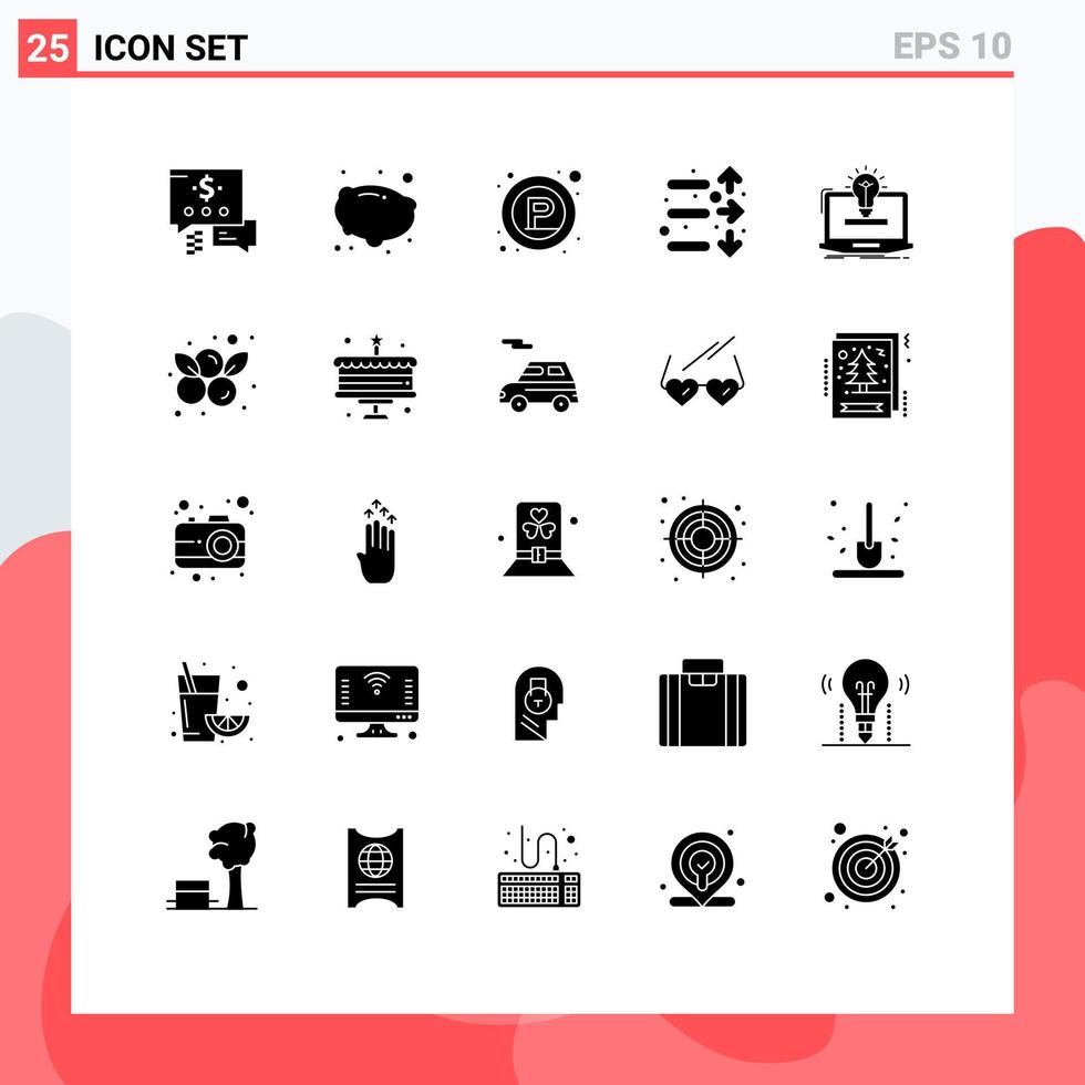 25 Creative Icons Modern Signs and Symbols of bulb solution public laptop market Editable Vector Design Elements