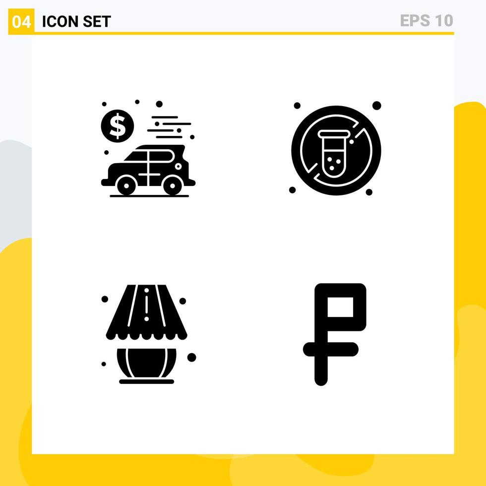 User Interface Pack of 4 Basic Solid Glyphs of banking lamp money tube lighting Editable Vector Design Elements
