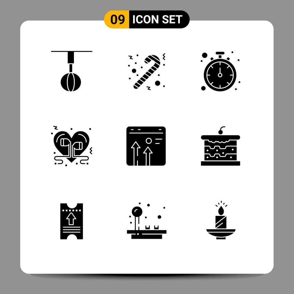 9 Creative Icons Modern Signs and Symbols of arrow music stop love headphone Editable Vector Design Elements