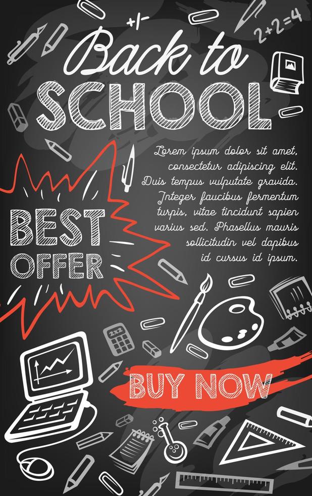 Back to school sale offer or discount promo banner vector