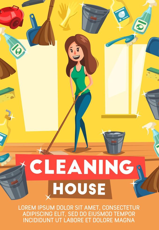 Cleaning house service vector poster