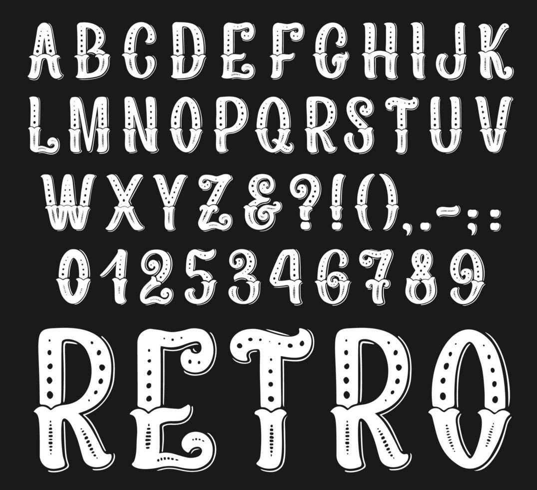 números y letras de fuente retro vintage vectorial vector