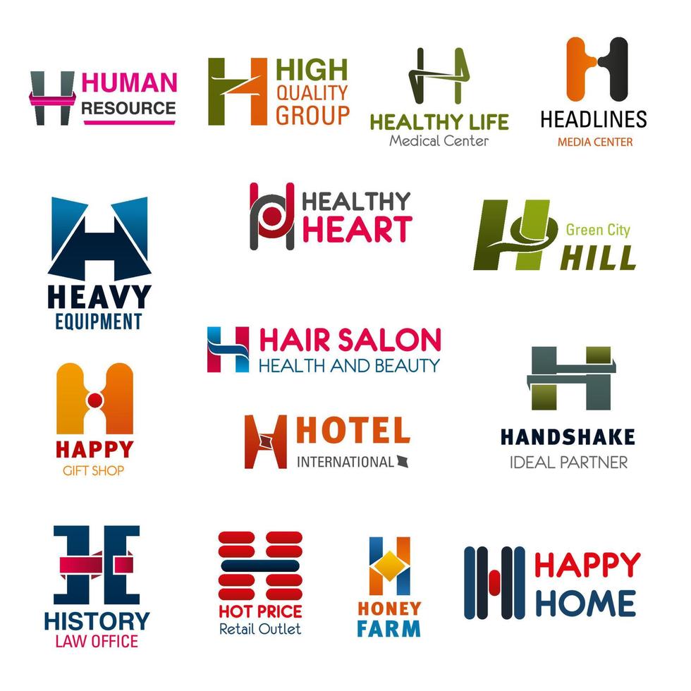 Letter H company brand names and business icons vector