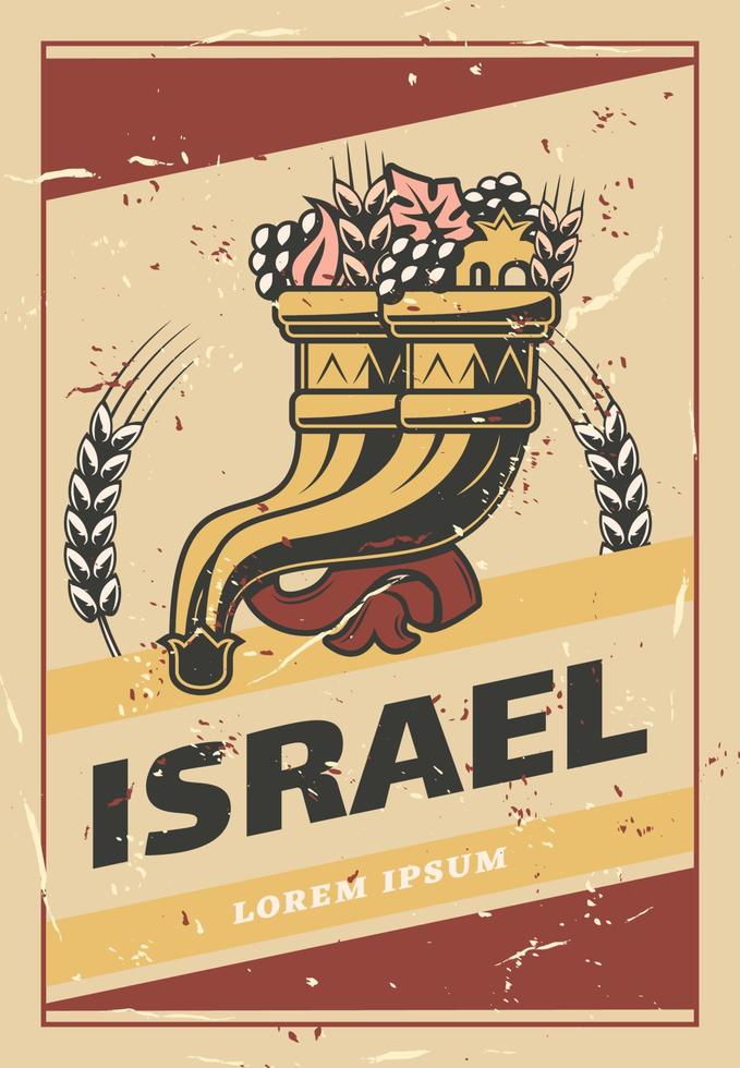 Israel cornucopia and vegetable harvest poster vector