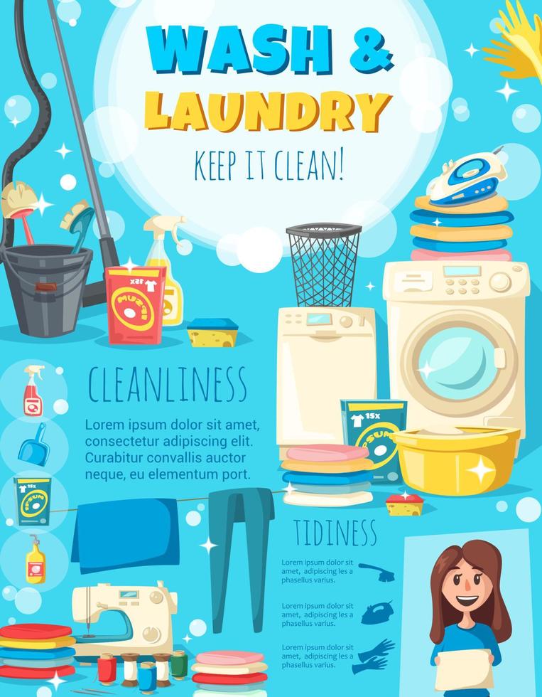cartel de vector de servicio de lavado y lavado a domicilio