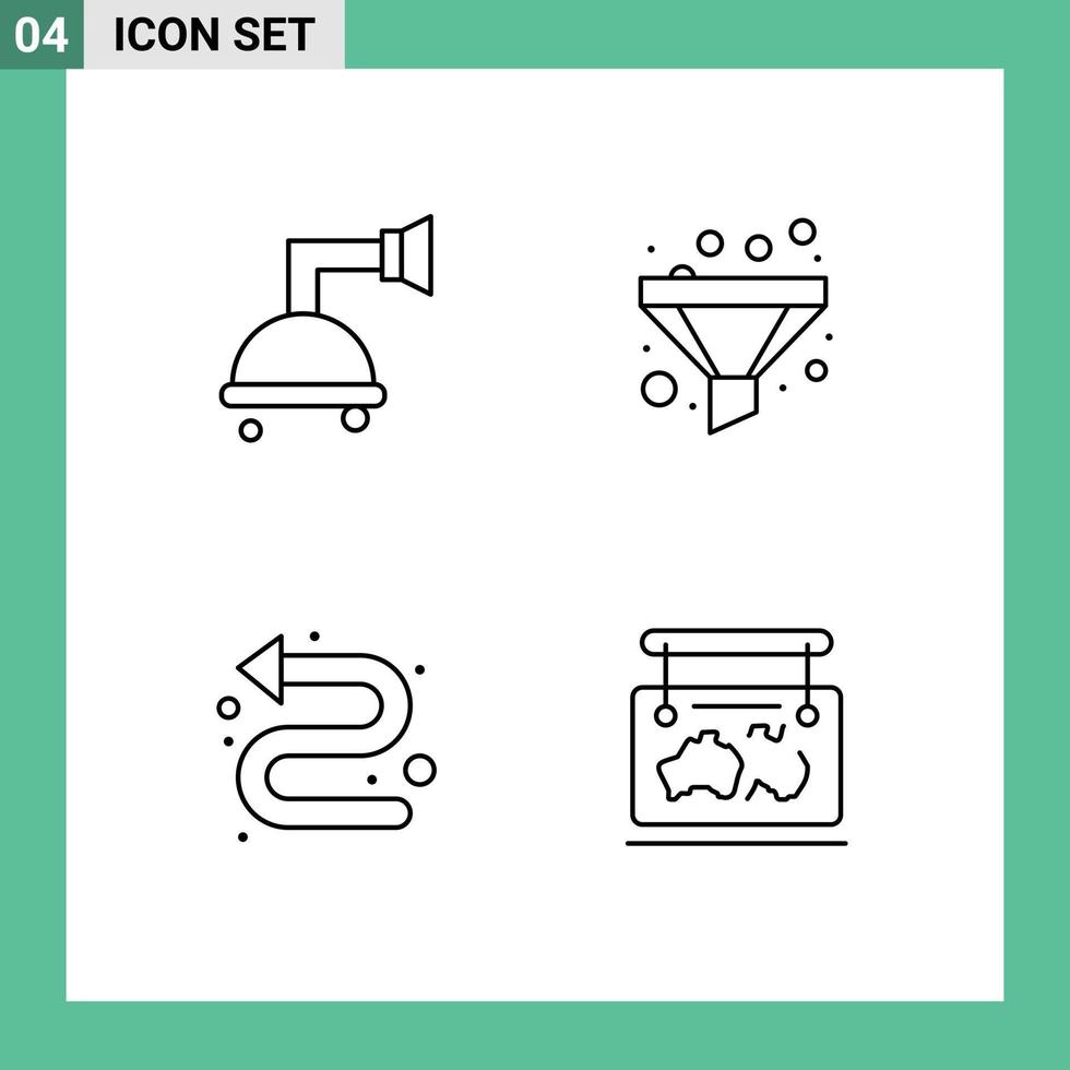 4 Universal Line Signs Symbols of bathroom left filter arrows map Editable Vector Design Elements