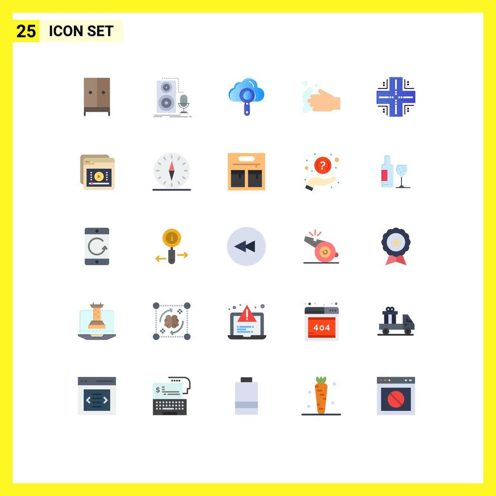 Modern Set of 25 Flat Colors and symbols such as wash hand record cleaning search Editable Vector Design Elements