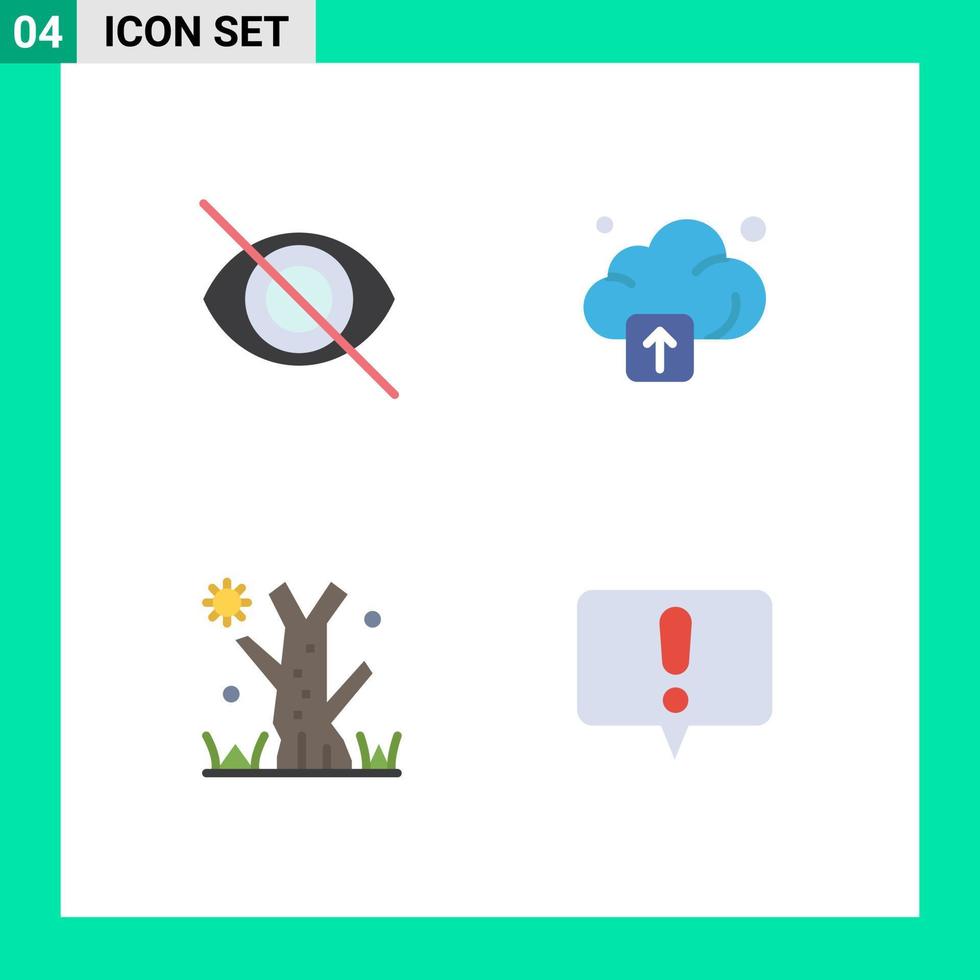 Group of 4 Modern Flat Icons Set for disable alert cloud halloween talk Editable Vector Design Elements