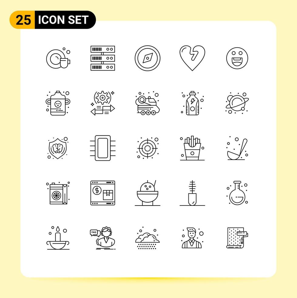 Modern Set of 25 Lines and symbols such as infant baby gps motivation emojis Editable Vector Design Elements