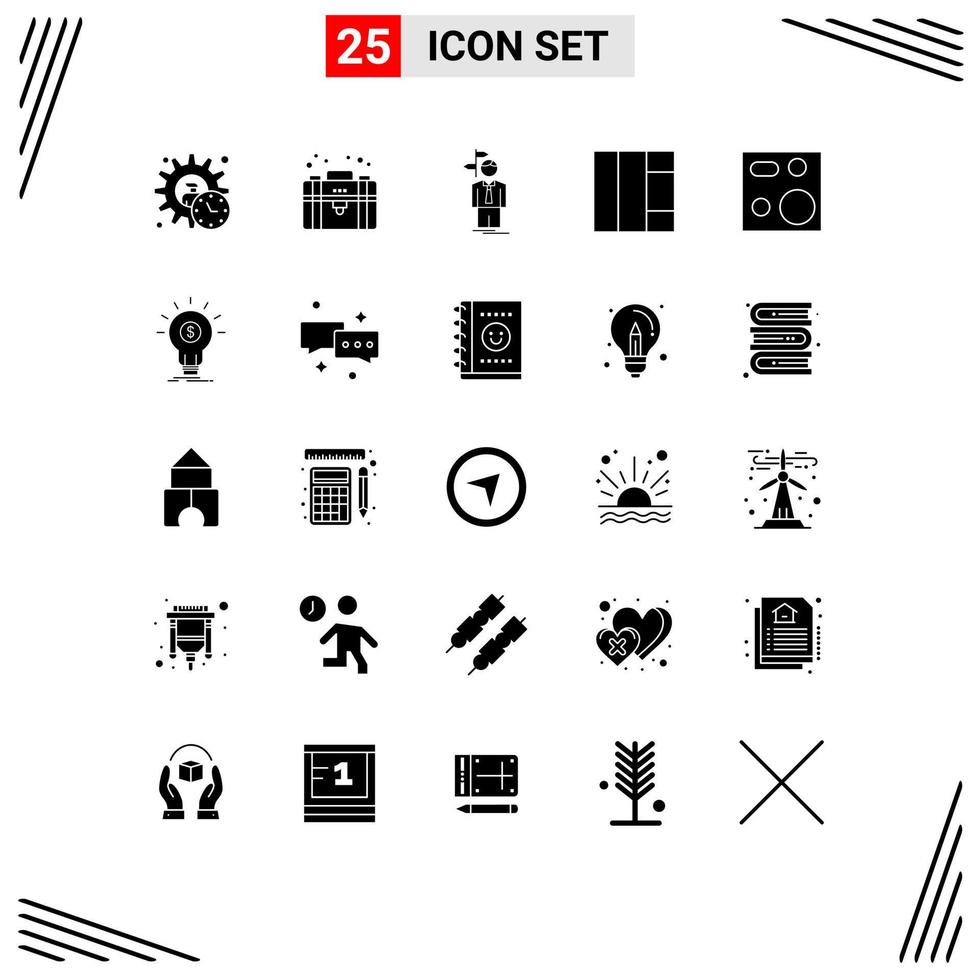 Modern Set of 25 Solid Glyphs and symbols such as devices wireframe private grid decision Editable Vector Design Elements
