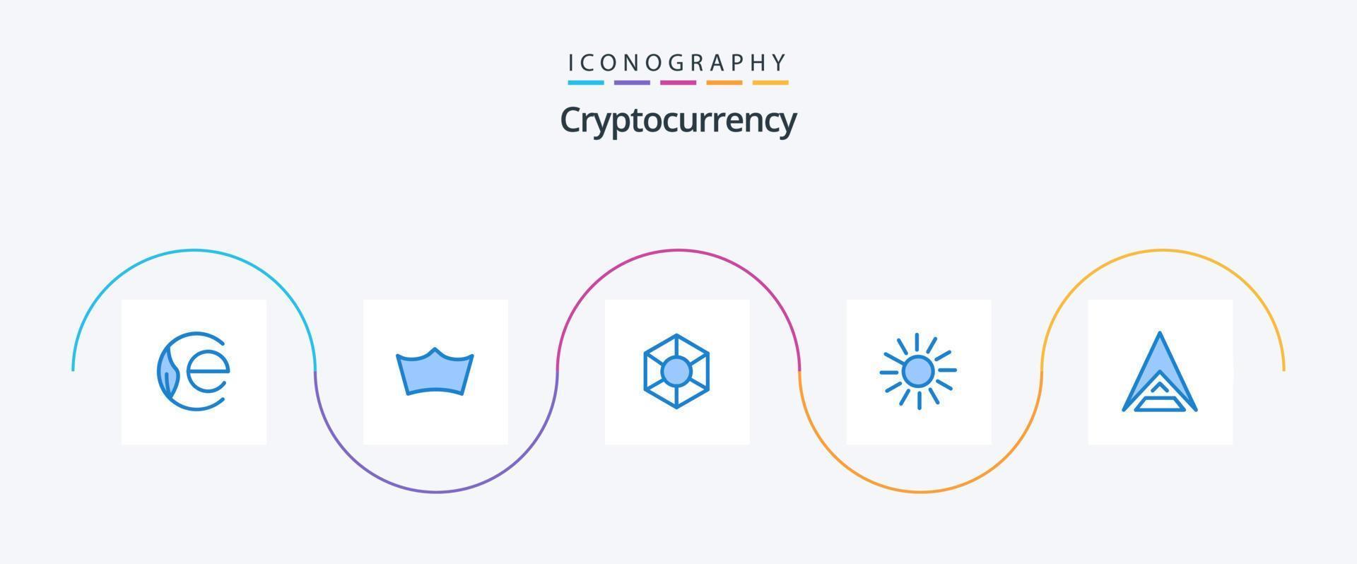 paquete de iconos de criptomoneda azul 5 que incluye moneda. moneda criptográfica. extensión. cripto. cadena de la suerte vector