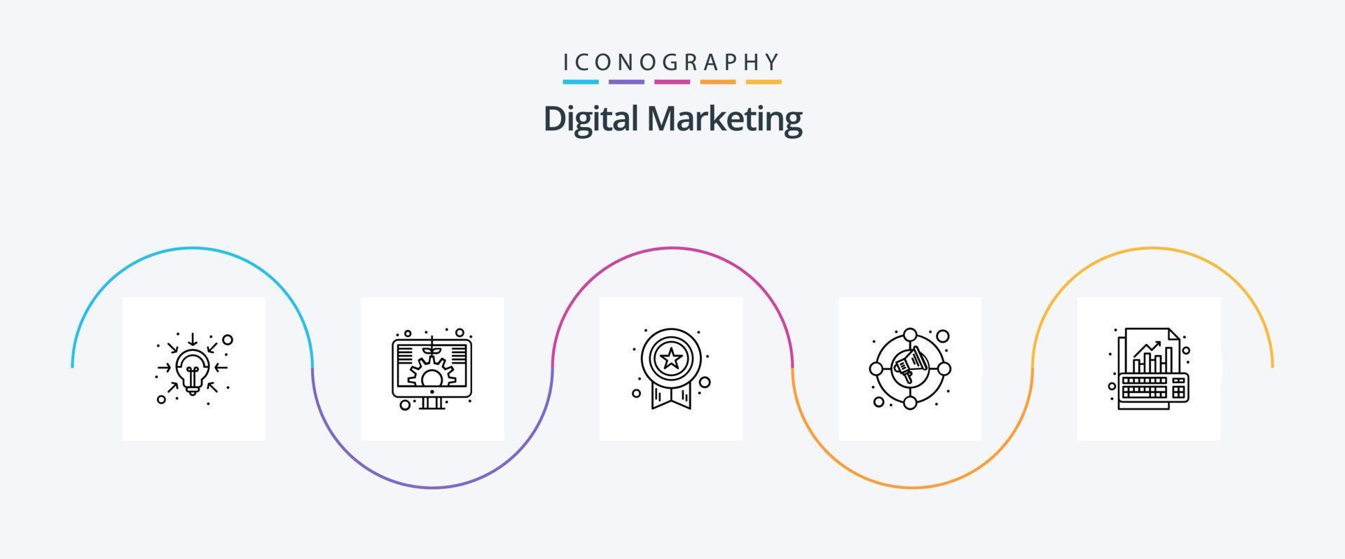 Digital Marketing Line 5 Icon Pack Including data. marketing. award. market. circle vector