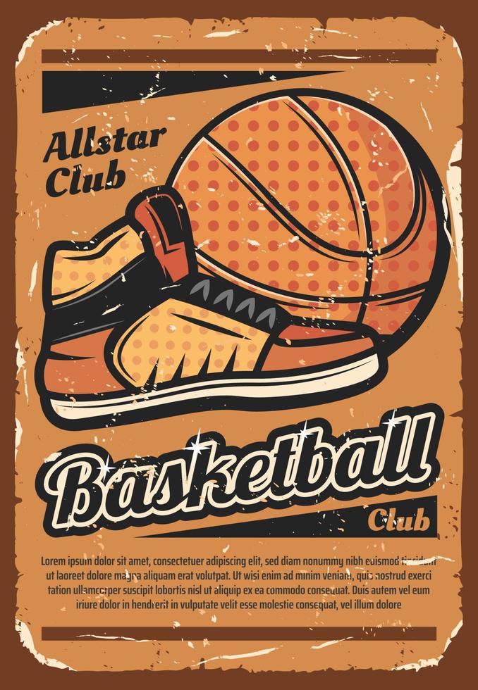 cartel de deporte de equipo de baloncesto con pelota vector