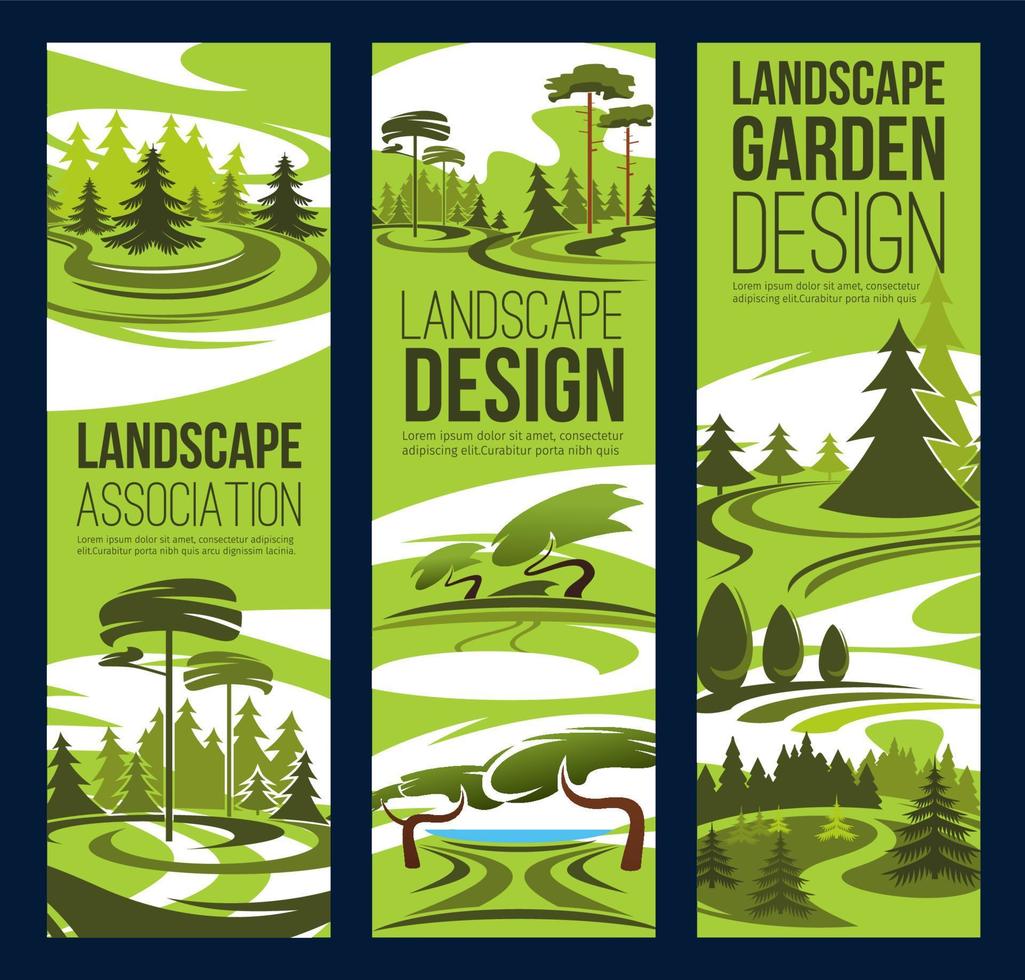 Landscape design, green tree and plant vector
