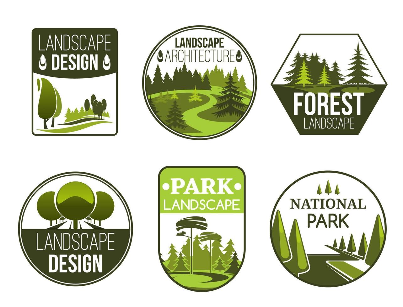 Landscape design service vector icons