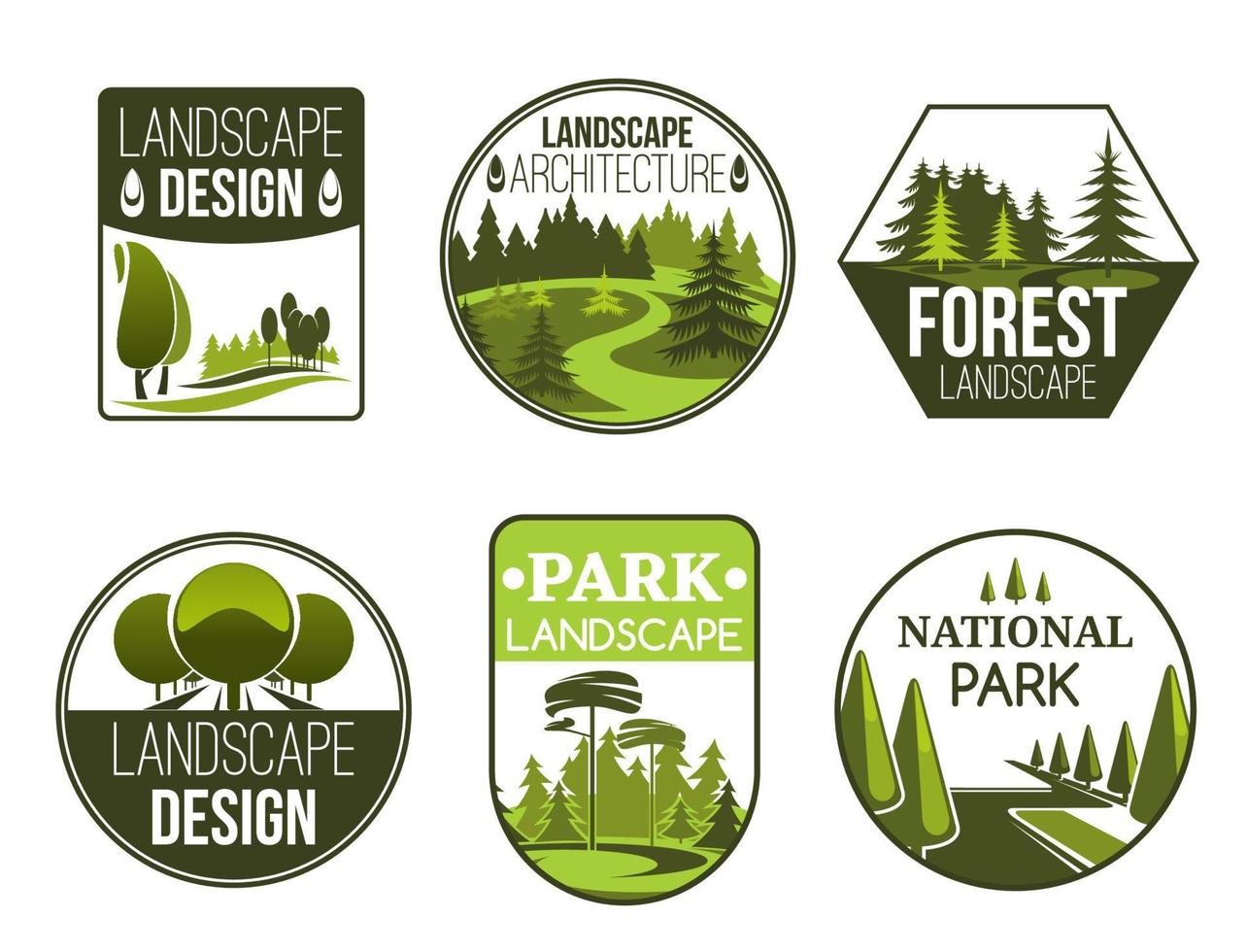 iconos de vector de servicio de diseño de paisaje