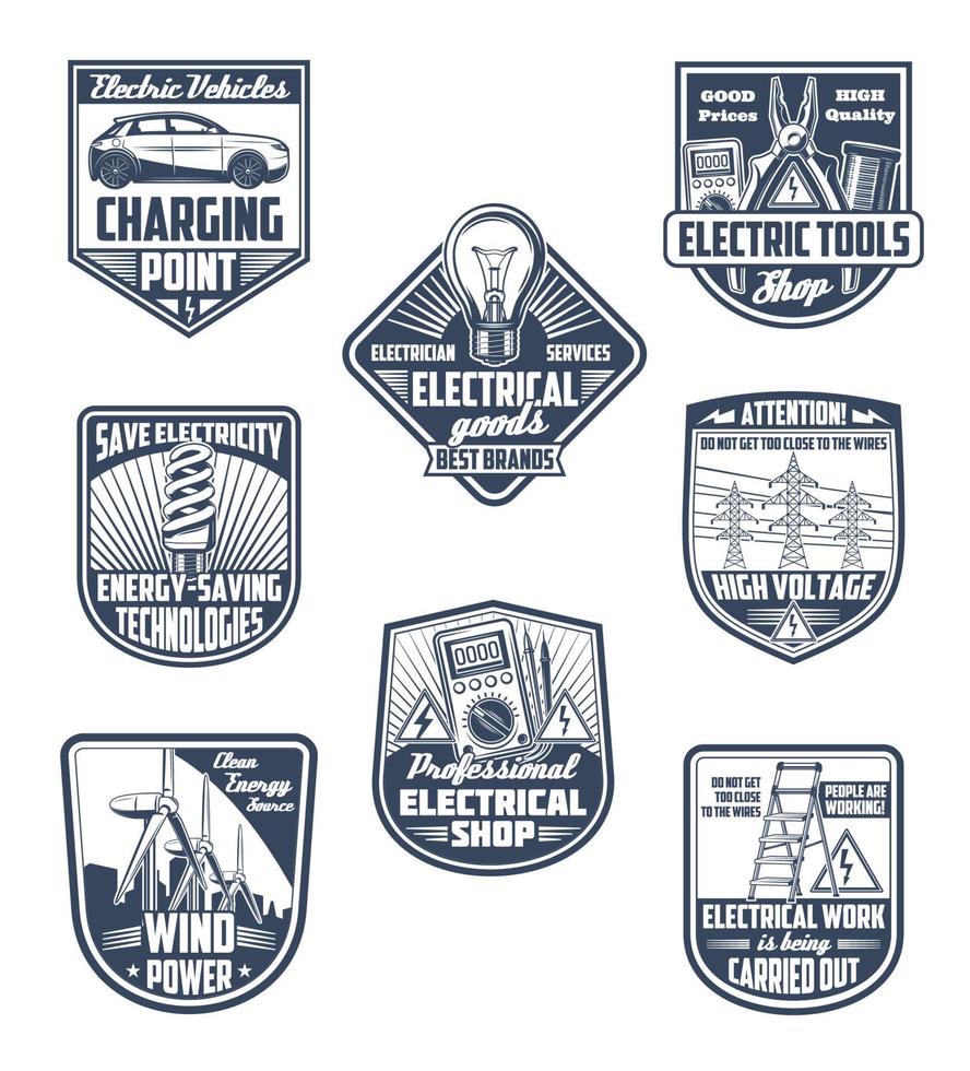 Electricity, power save and ecology icons vector