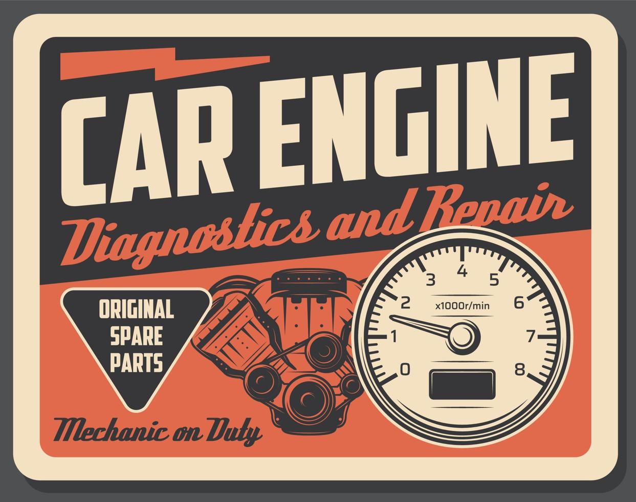 Car engine repair service and diagnostics vector