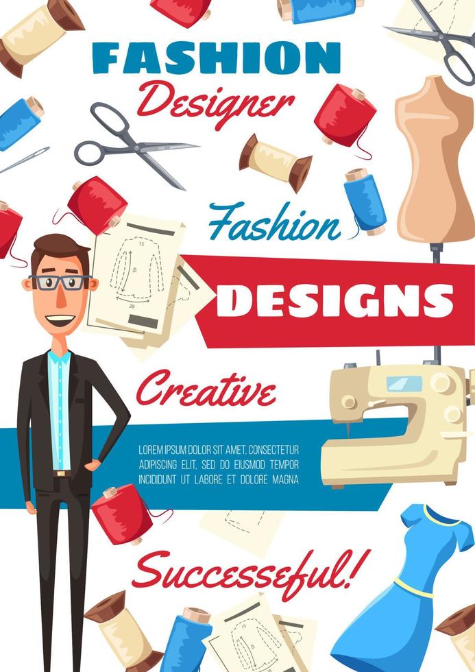 Fashion designer, tailor and sewing tools 16166853 Vector Art at Vecteezy