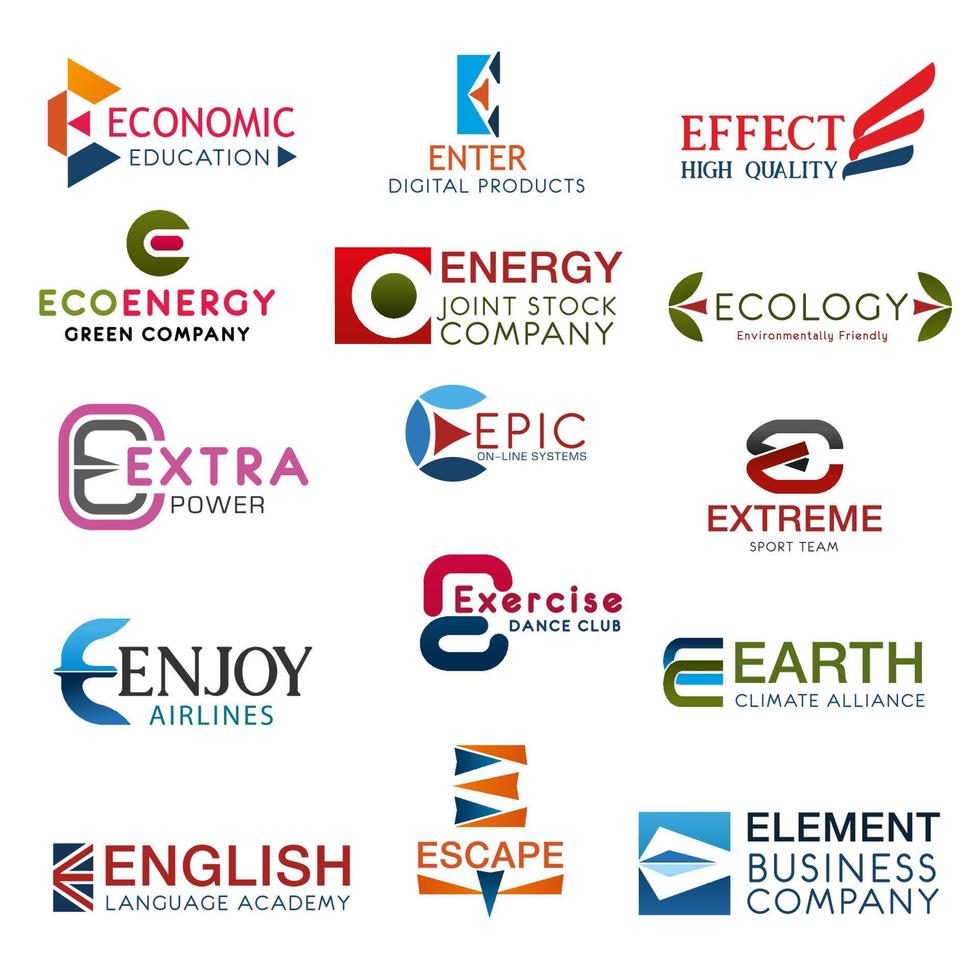 símbolos de letras mayúsculas e para iconos de vectores de negocios