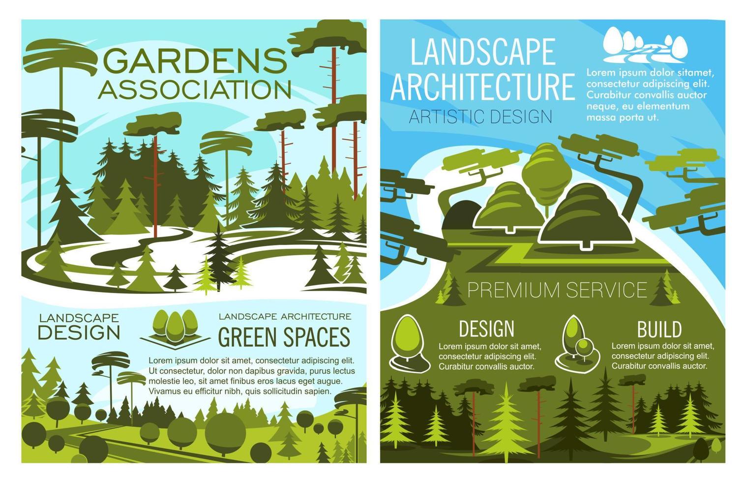 Gardens association and landscape architecture vector