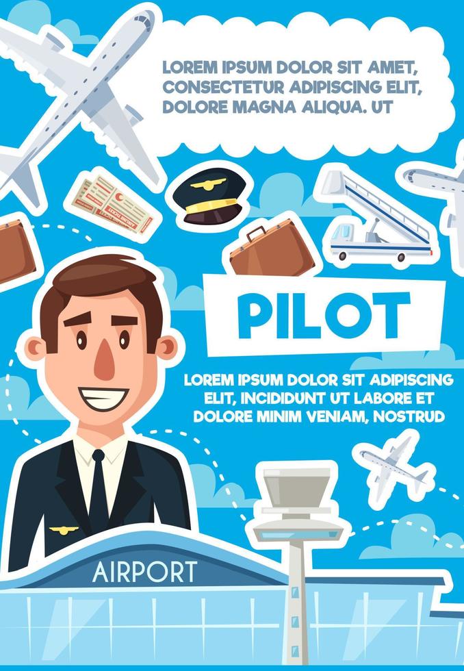 vacante de piloto, cartel de reclutamiento de aviadores hábiles vector