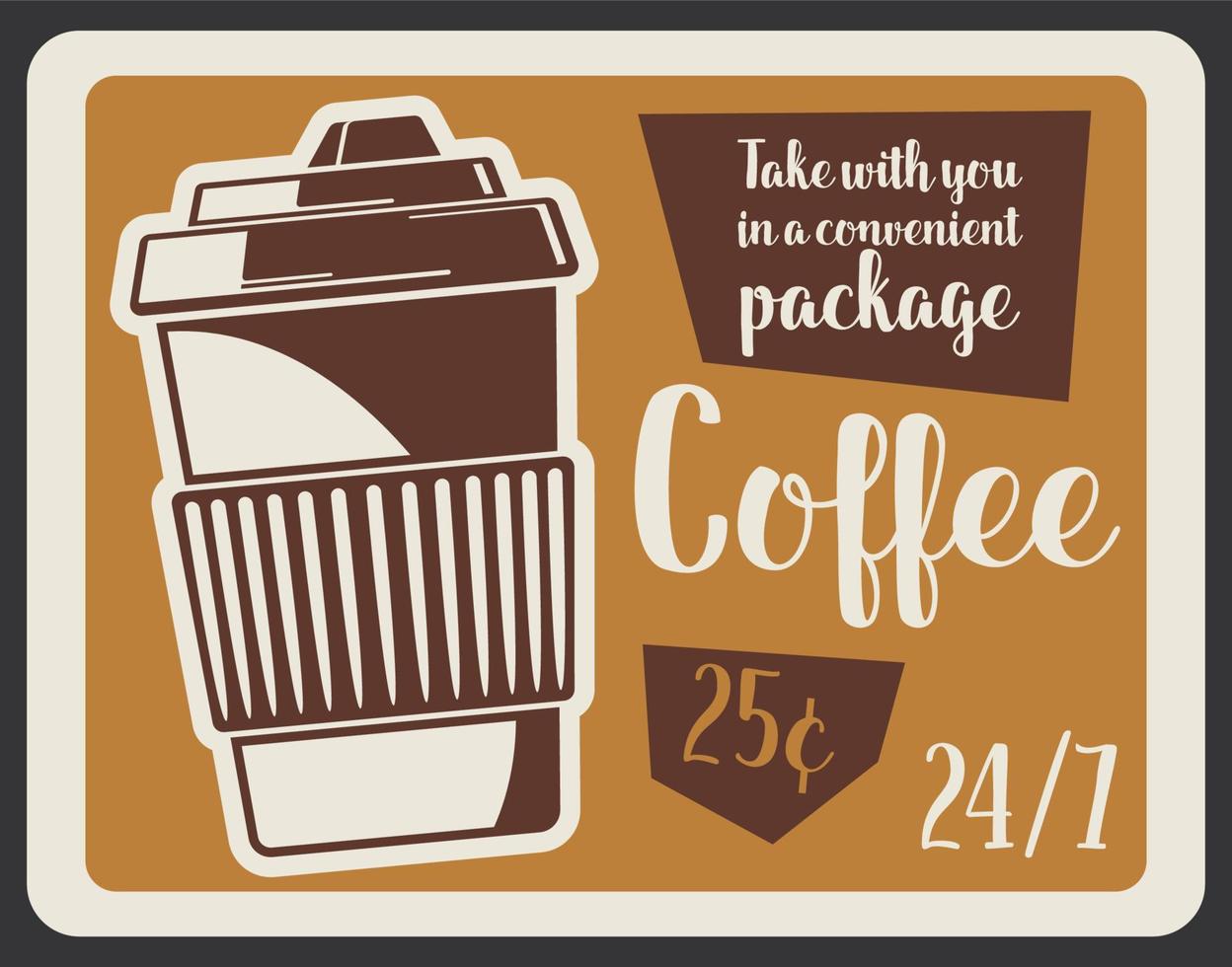 Coffee takeaway cup of hot drink vector