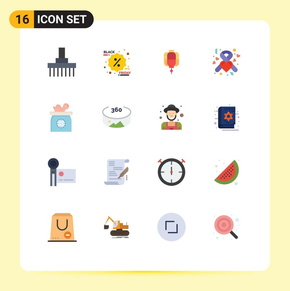 conjunto de 16 iconos modernos de la interfaz de usuario símbolos signos para el peso promoción del corazón decoración de la salud paquete editable de elementos de diseño de vectores creativos