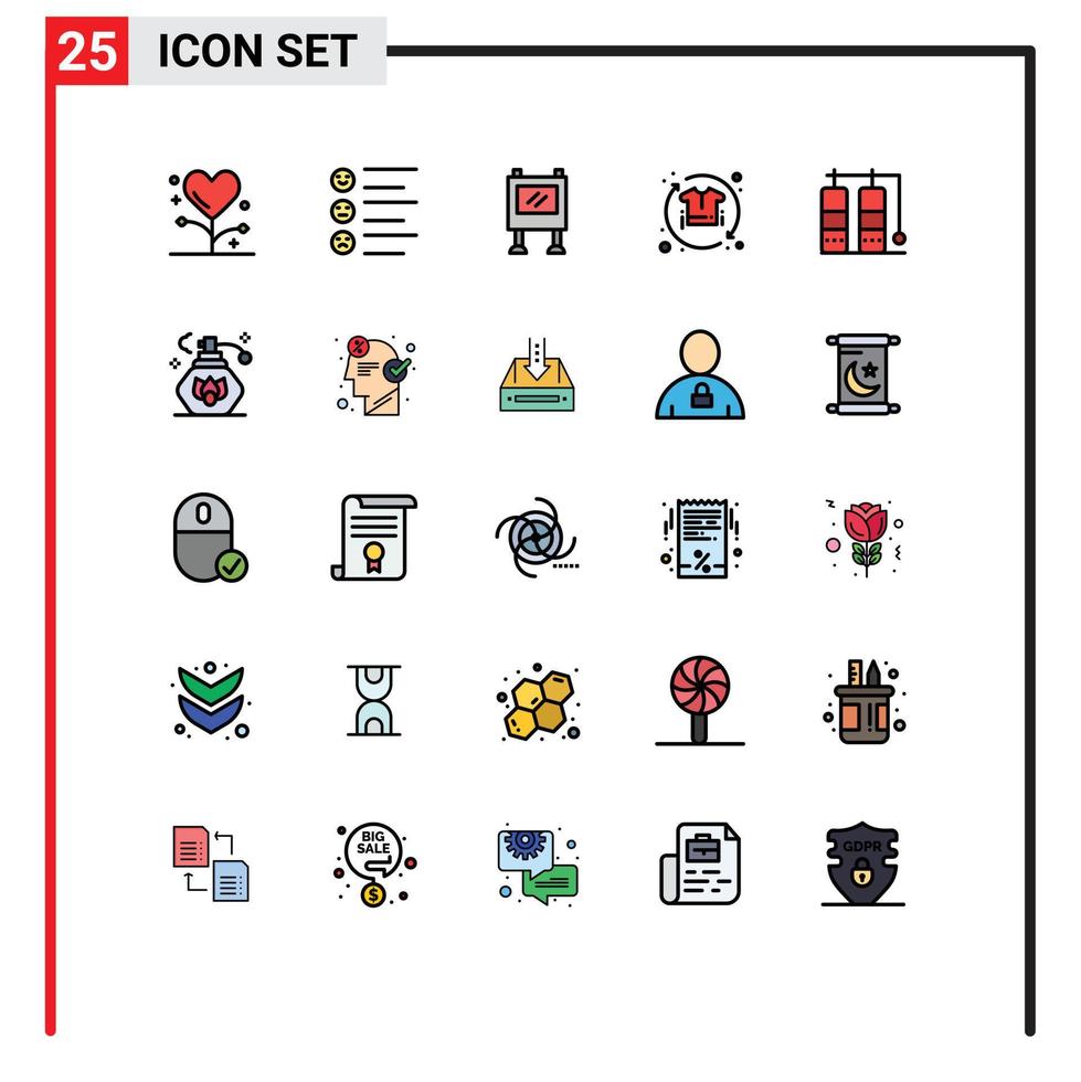 Filled line Flat Color Pack of 25 Universal Symbols of process sale emojis promote poster Editable Vector Design Elements
