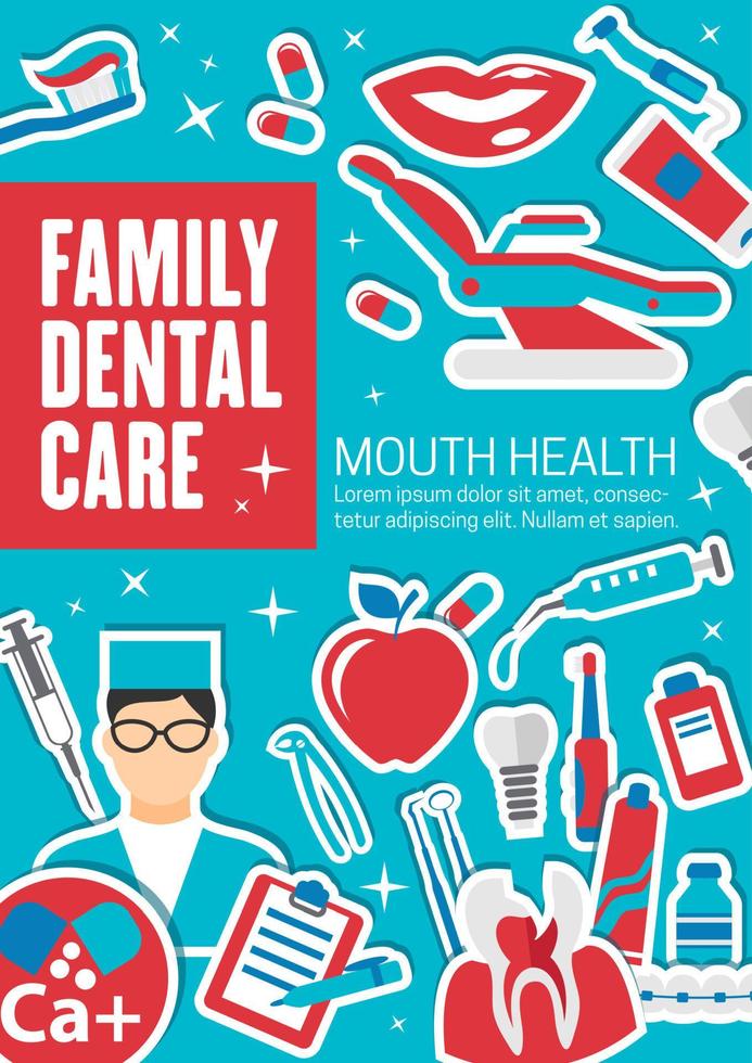 Family dental care and diagnostic clinic vector