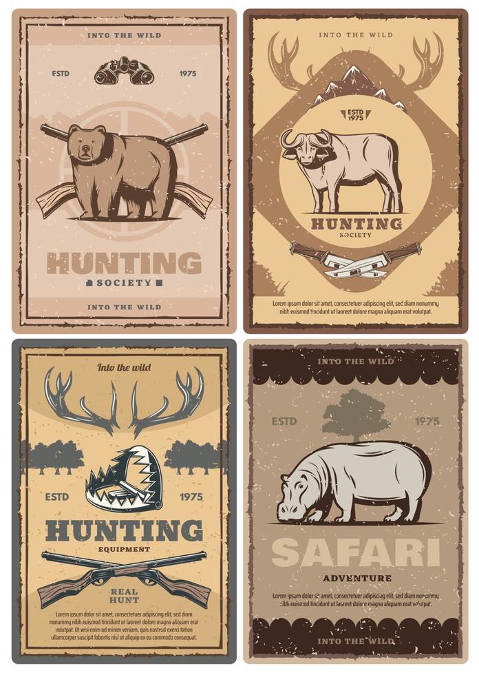 Hunting club and african safari tour vector