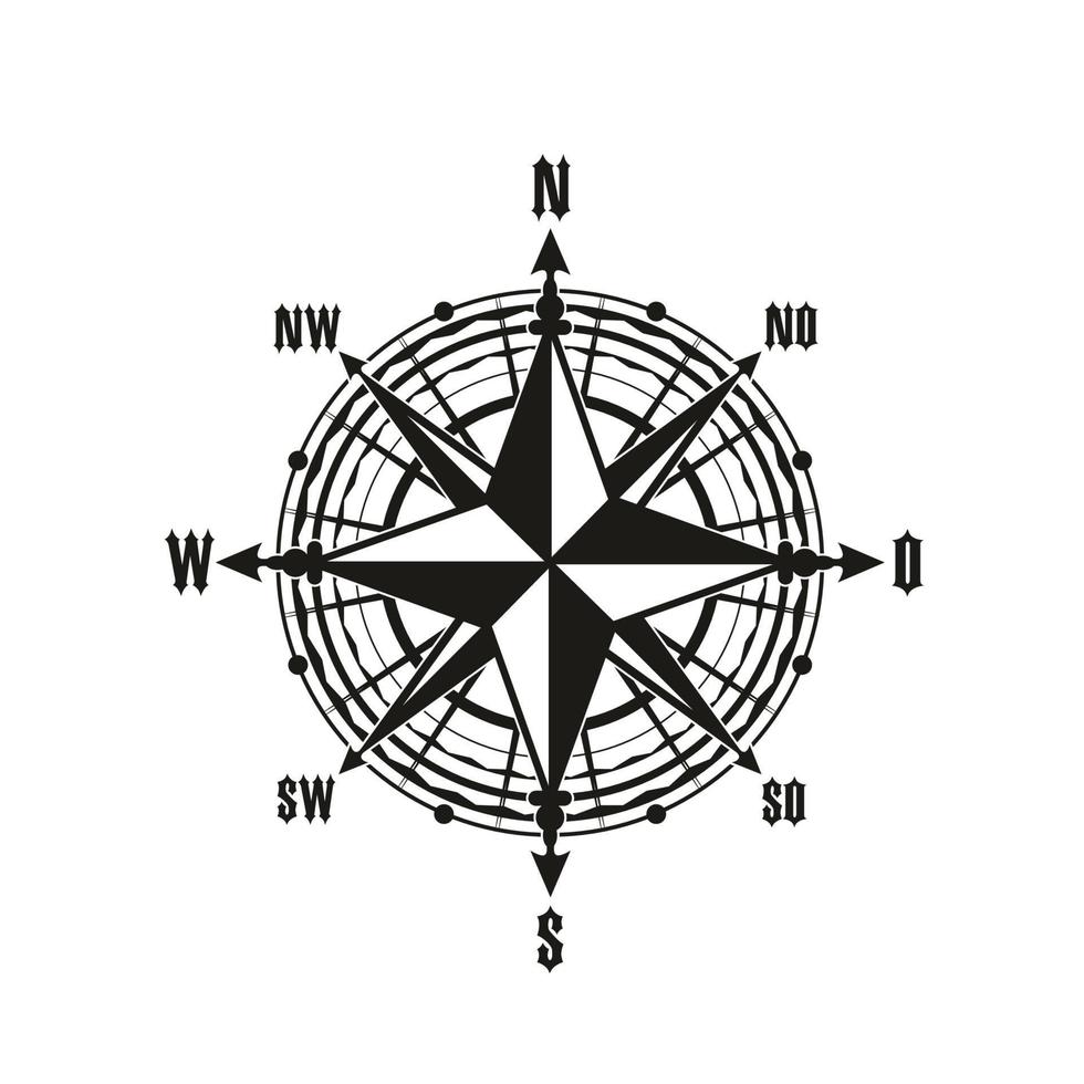 icono de vector de brújula de navegación vintage