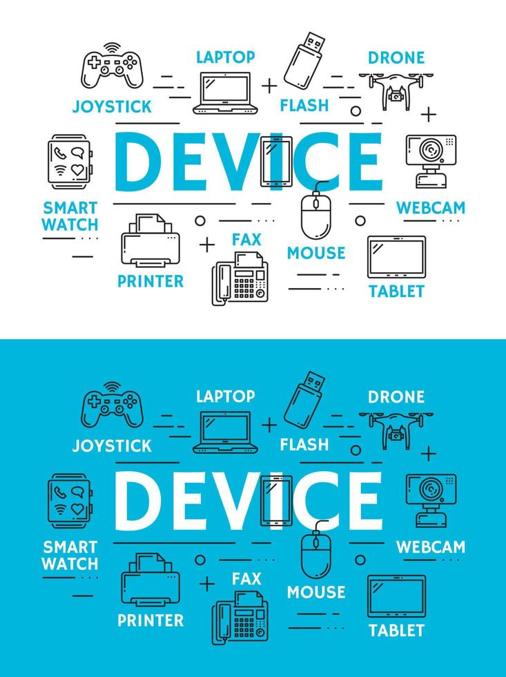 Digital devices and technology scheme vector