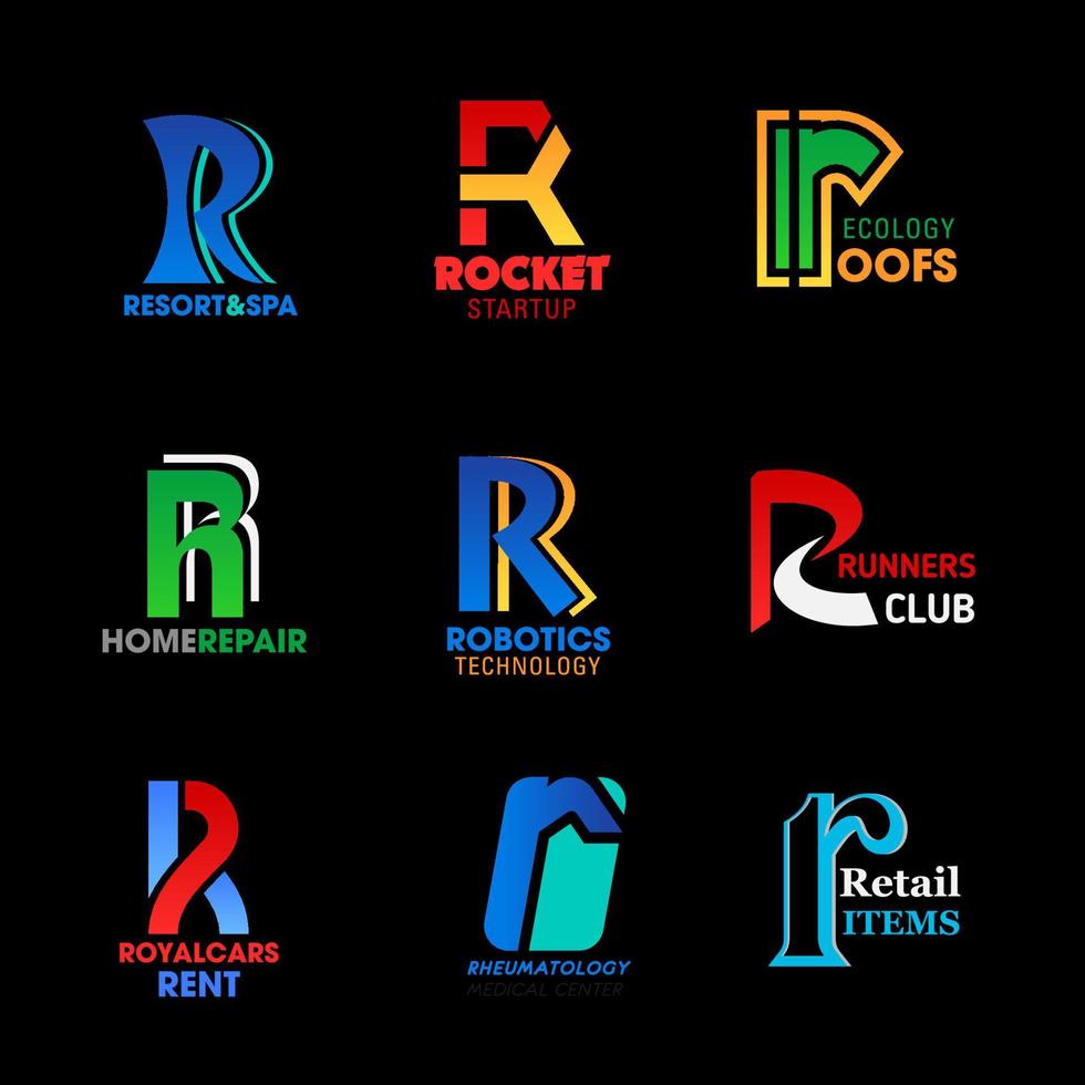 Letter R vector identity abstract business icons