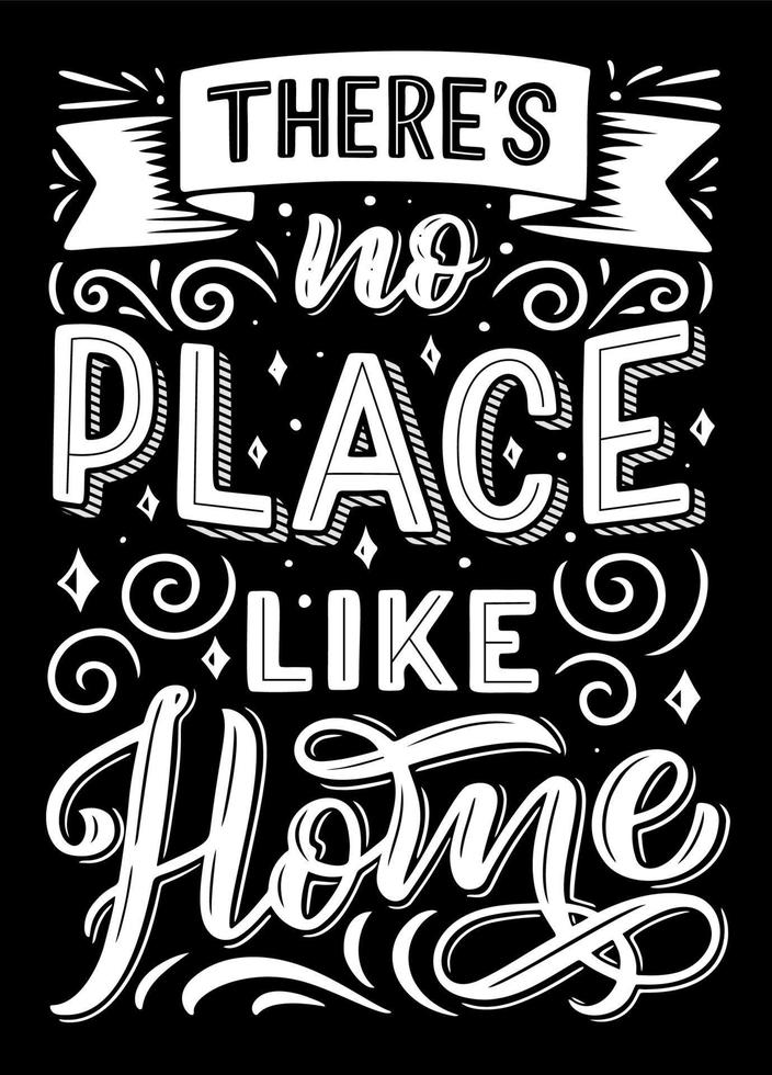 There is no place like home lettering quote vector