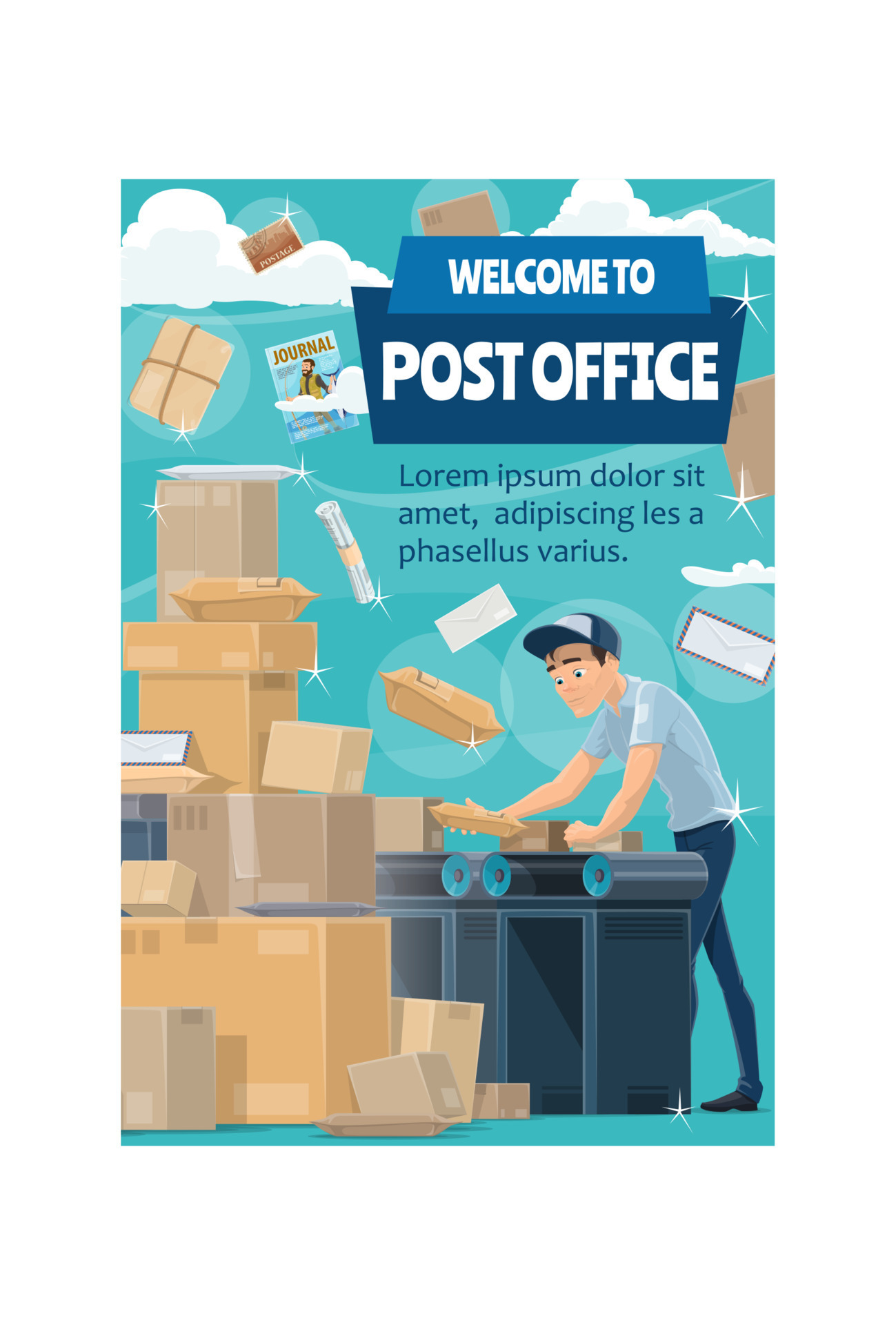 Postman At Post Office With Mail Letter Parcel 16167752 Vector Art At postman-at-post-office-with-mail-letter-parcel-16167752-vector-art-at