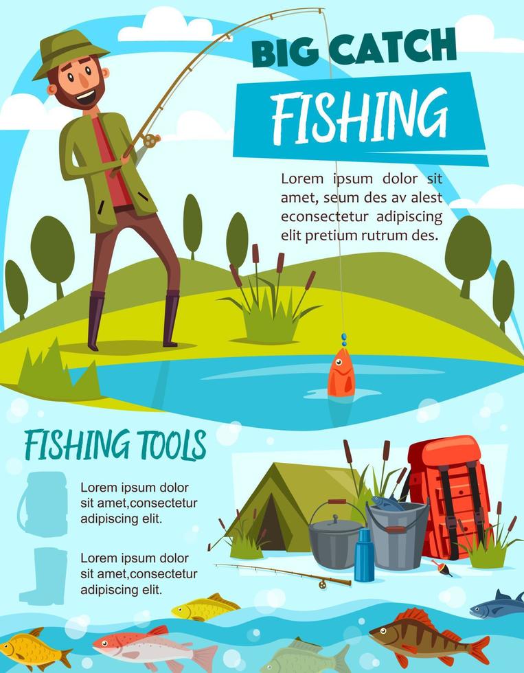 Fishing equipment and fisherman tackle vector