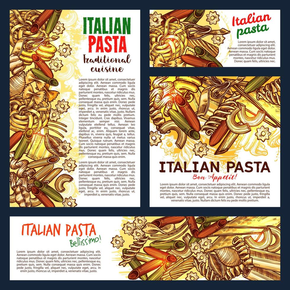 Italian pasta and lasagna, vector