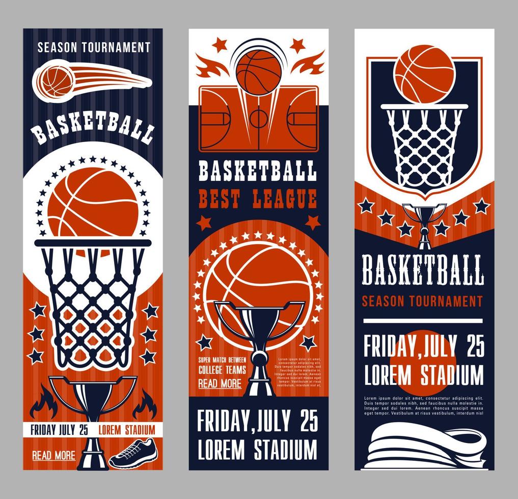 banners de juego de equipo deportivo de baloncesto vector