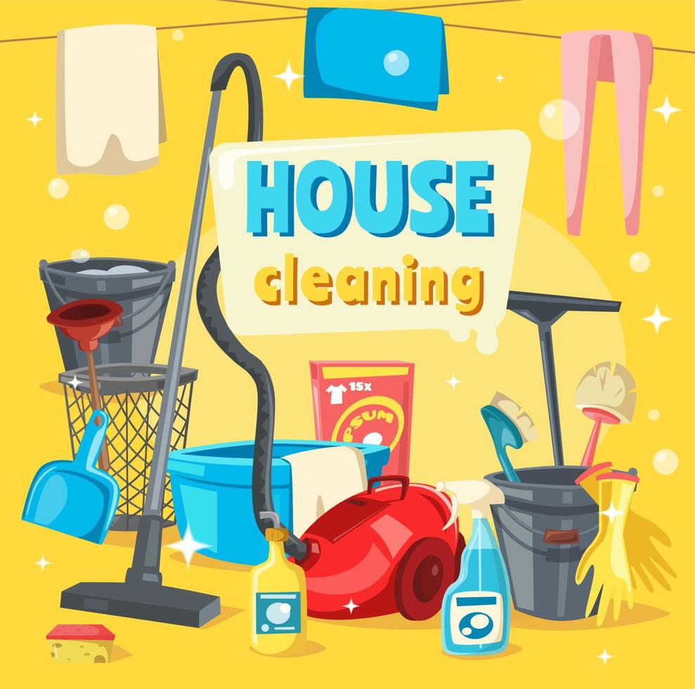 House cleaning tools and supplies vector