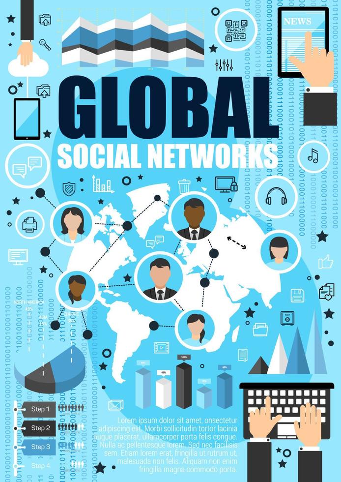 Social media network and internet vector