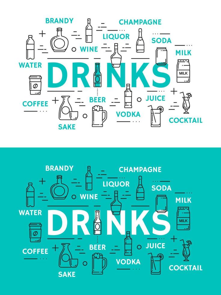 bebidas sin alcohol y bebidas alcohólicas vector