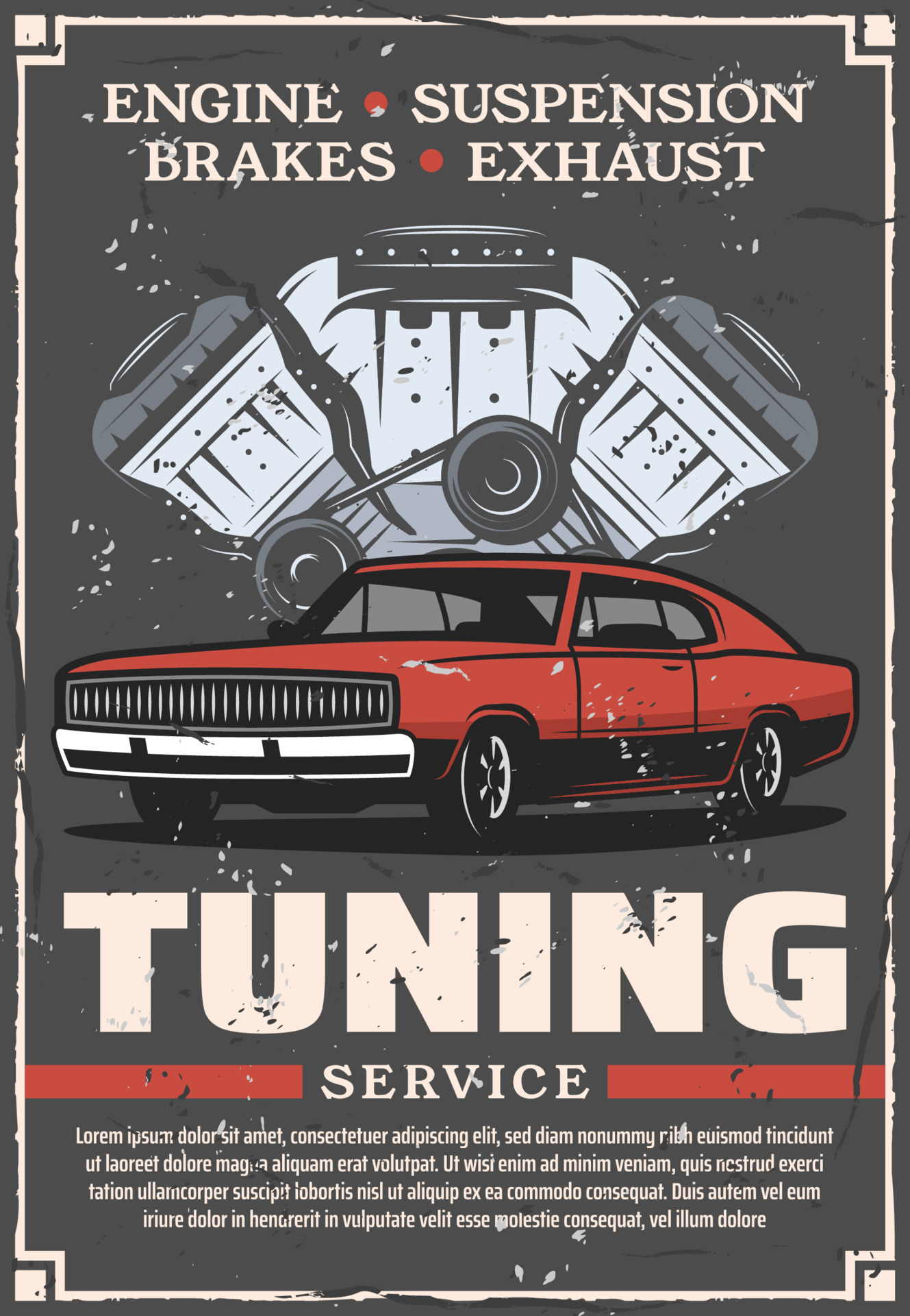 Vector car tuning auto service retro poster 16167823 Vector Art at Vecteezy