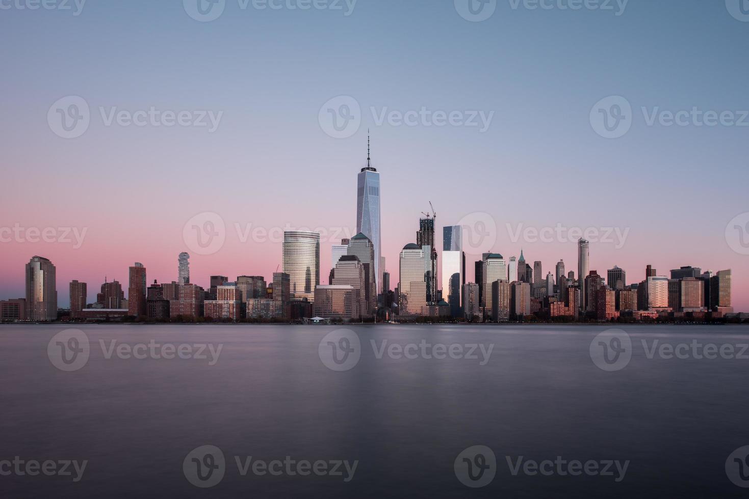 New York skyline as viewed across the Hudson River in New Jersey at sunset. photo