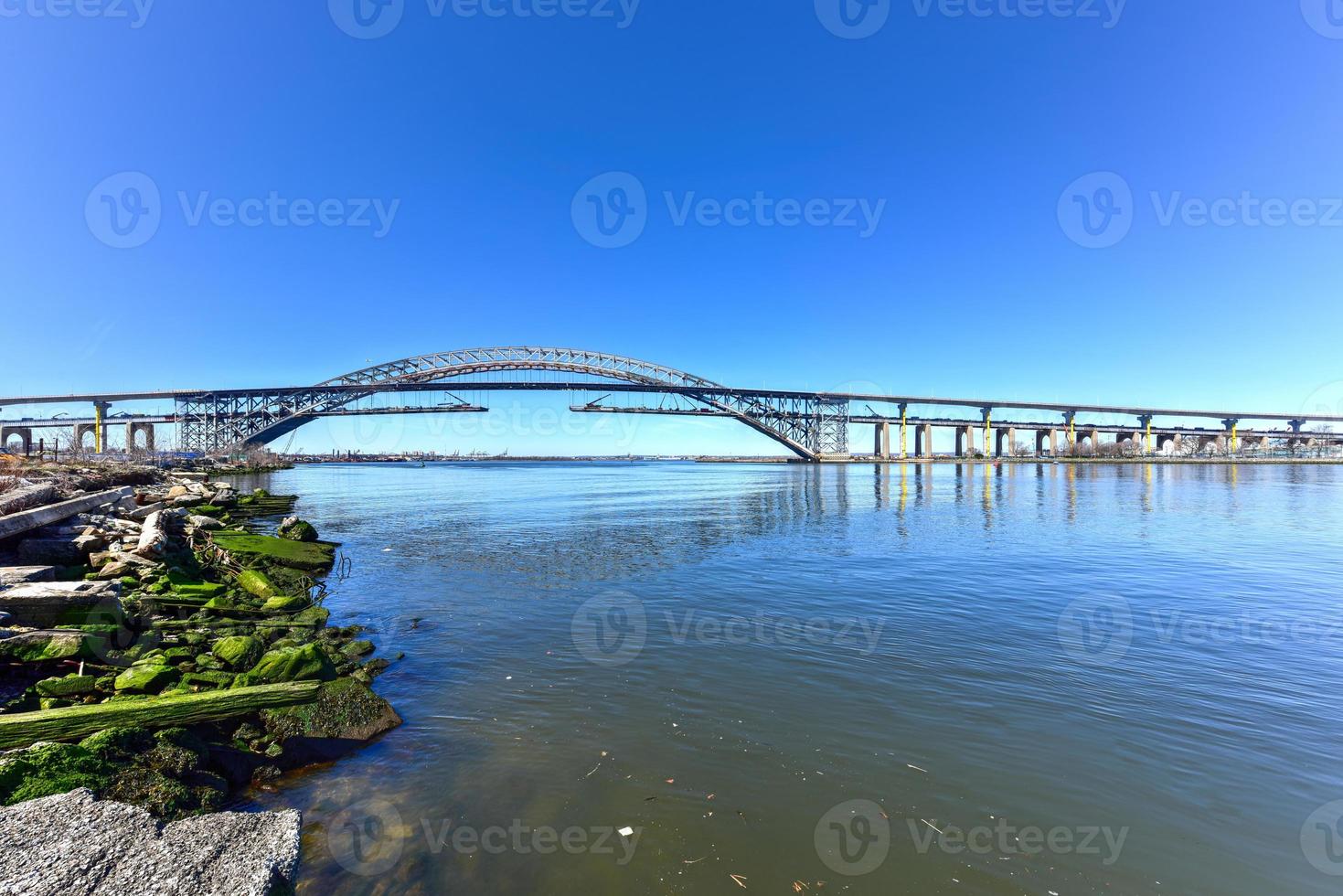 The Bayonne Bridge from Staten Island, New York. The Bayonne Bridge is the 5th longest steel arch bridge in the world, spans the Kill Van Kull and connects Bayonne, NJ with Staten Island, NY. photo